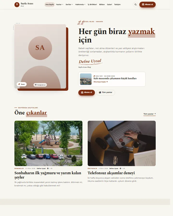 Tema 16 – Köşe tasarım önizlemesi